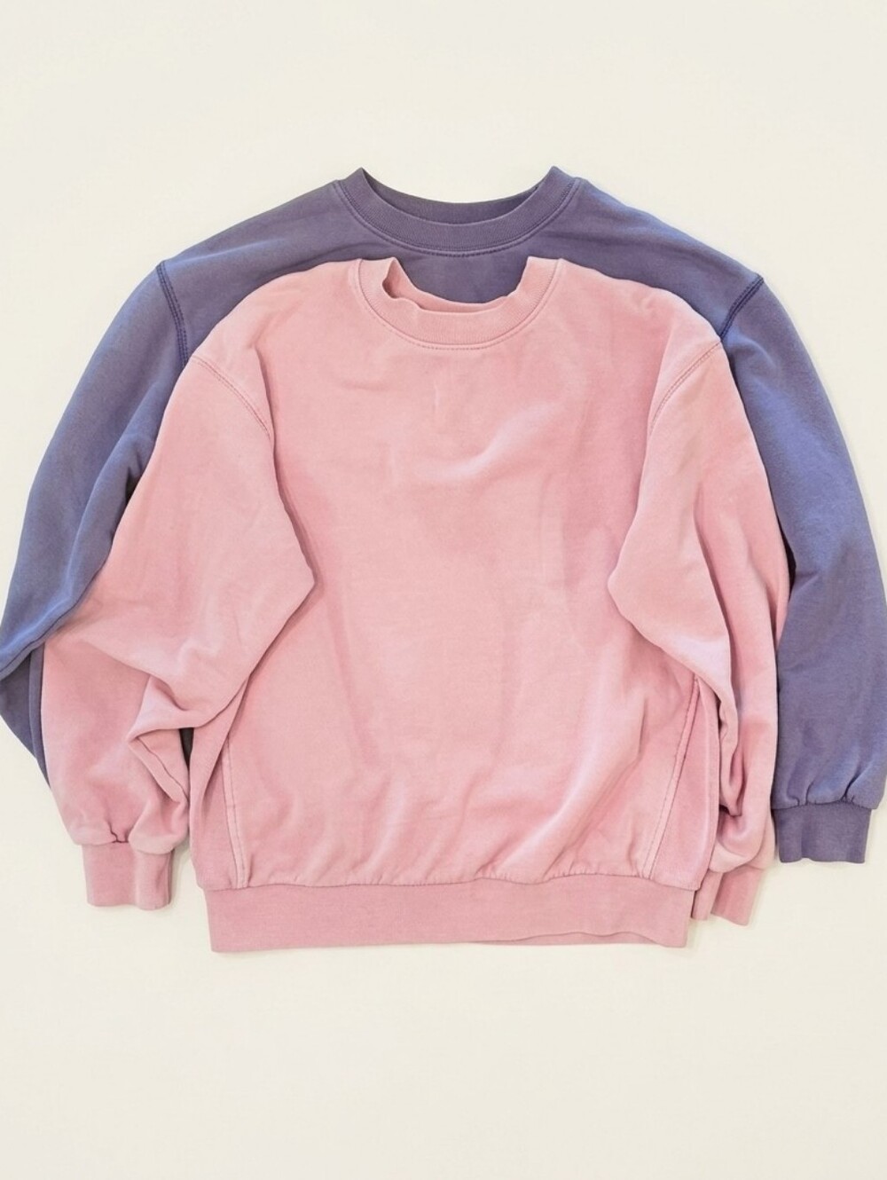 Mini Boden Girls Supersoft Crewneck Sweatshirt Bundle - Set of 2 (Pink & Periwin